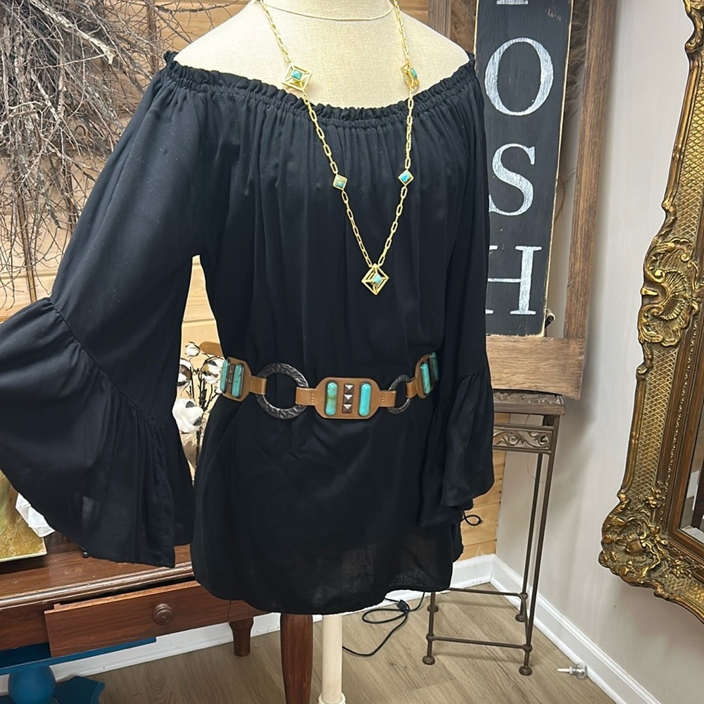 Black flowy off shoulder top